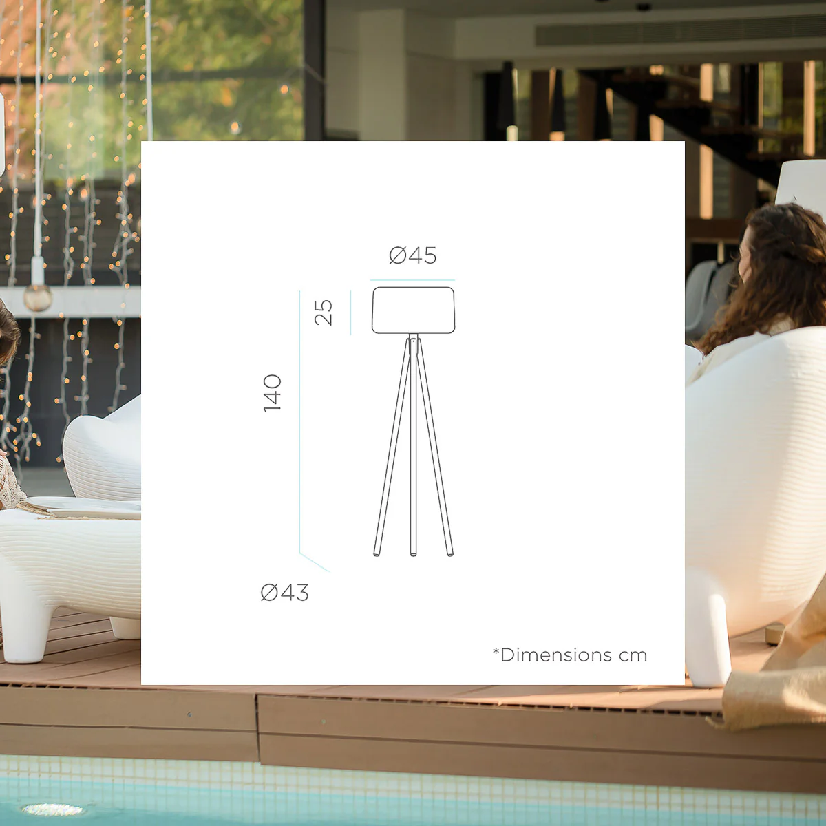 LÁMPARA DE PIE DE DISEÑO CON PATAS DE MADERA CHLOE 140 - Image 9